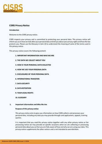 CISRS Privacy Notice