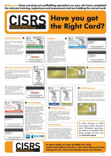 CAP609 Info – Construction Industry Scaffolders Record Scheme (CISRS)
