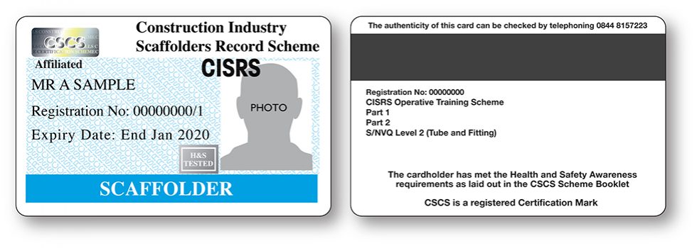 CISRS Scaffolder (Tube & Fitting) Card CISRS Scaffolder (Tube & Fitting) Card